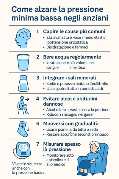 infografica come alzare la pressione negli anziani